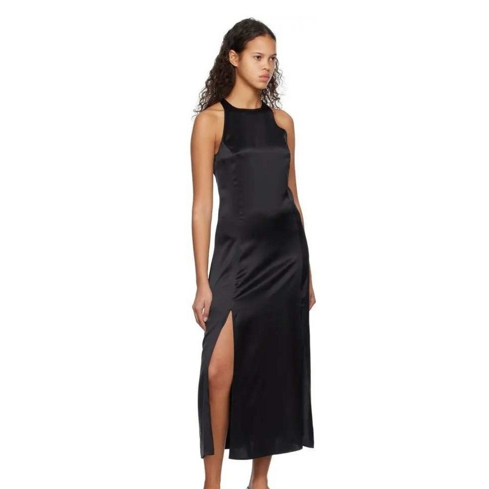 LOULOU STUDIO Mina Dress Women M Black 100% Silk Sleeveless Maxi Minimalist Chic